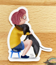 Lk mäyräkoira, tarra, syliin