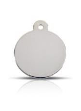 Nimilaatta, pyöreä 23x26 mm, messinki, kaiverrus molemmille puolille