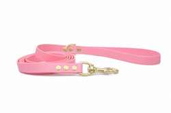 BioThane talutin 13 mm, 180 cm, messingin värinen pistoolilukko, dream pink