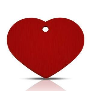 Nimilaatta, sydän 26x25 mm, punainen, kaiverrus yhdelle puolelle