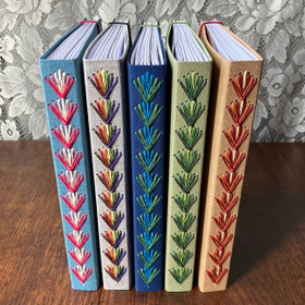 Notebook with embroired spine