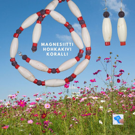 Helmet vaalea magnesiitti, hohkakivi ja koralli 64cm. Malla