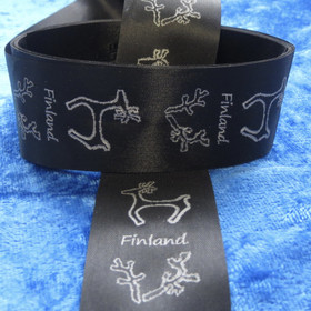 Satiininauha poro Finland poronsarvet musta, hopea 1m
