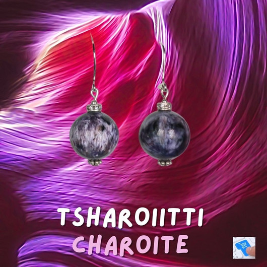 Korvakorut tsharoiitti 14mm zirkonikoristein 64ko32