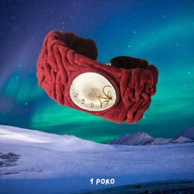 Nahkarannekoru poronsarvi, kaiverrettu poro, viininpunainen nro1