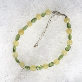 Rannekoru vihreä peridootti ja keltainen kalsiitti 18-23cm Olive5