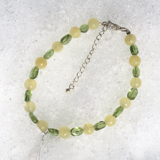 Rannekoru vihreä peridootti ja keltainen kalsiitti 18-23cm Olive5