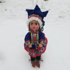 Nukke Lapinnukke 29 cm poika sinisessä lapinpuvussa