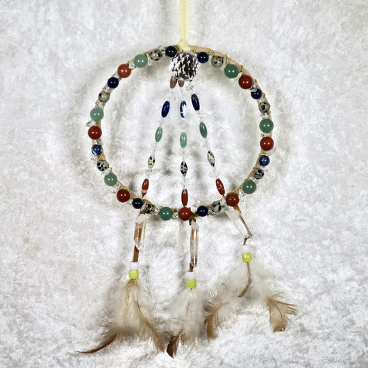 Unisieppari 13cm onnenkivihelmiä 110 kpl  kristallipallo 3 vuorikidett