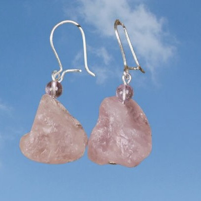 Korvakorut raaka ruusukvartsi ROSE7 