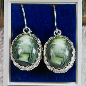 Korvakorut filigraani emalikoru, maisema, kaksipuoleinen CL2