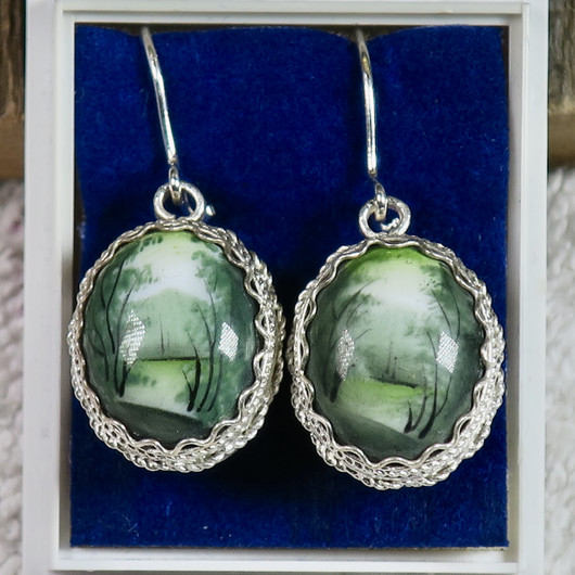 Korvakorut filigraani emalikoru, maisema, kaksipuoleinen CL2