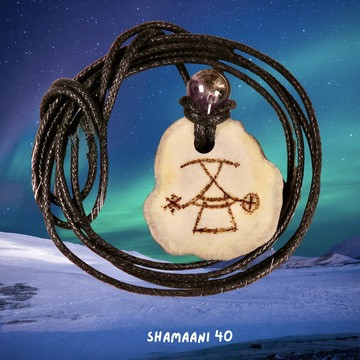 Riipus polttokaiverrettu poronsarvi ja ametisti Shamaani  40