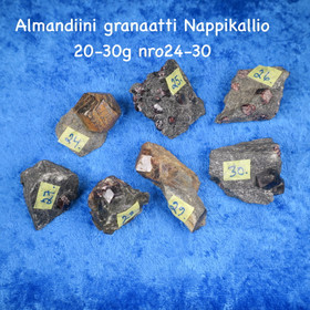 Almandiini granaatti raaka 20-30g nro24-30 Nappikallio Hi184. Valitse