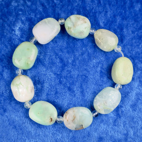 Rannekoru krysopraasi litteä ja 4mm fluoriitti 18cm G