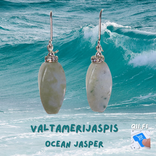 Korvakorut valtamerijaspis vaalea kierrehelmi zirkonikoristein oce7