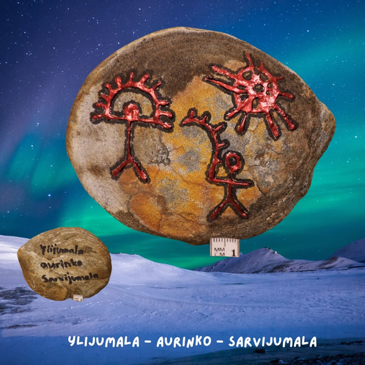 Shamaanikivi aurinko, ylijumala ja sarvijumala kvartsiitti nro2