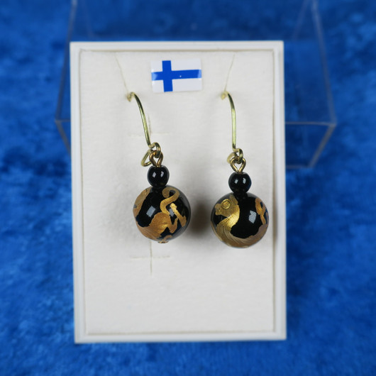 Korvakorut onyksi kullattu lohikäärme 10mm