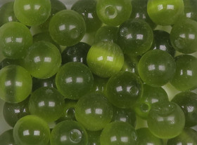 Kissansilmä kuitulasihelmi sammaleenvihreä  6mm irtohelmi