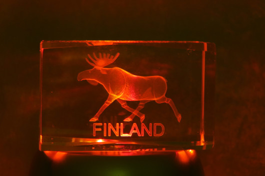 Kristallikuutio 6cm Hirvi, Finland