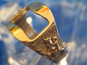 Kiekkoleijona pronssisormus pullonavaajalla Valitse koko