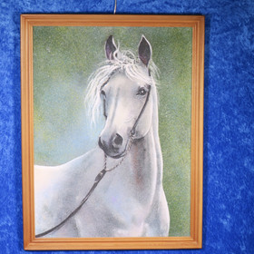 Taulu hevonen, kimo riimussa, vihreä tausta, kivimurskataulu