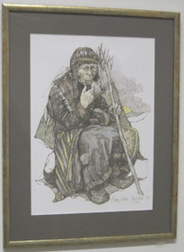 Taulu AKKA vanha shamaani 40x52cm lasitettu. Ranttila