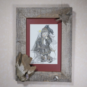 Taulu POIKANEN pikku poromies 28x37cm lasitettu kelopuukehys. Ranttila