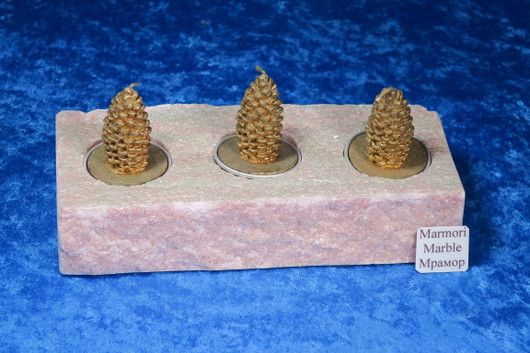 Tuikkualusta marmori, 3 tuikulle