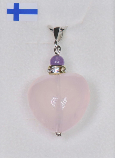 Riipus ruusukvartsisydän ja ametisti WWX