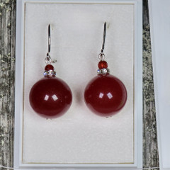 Korvakorut akaatti 14mm,viistehiottu karneoli zirkonikoristein KARPALO