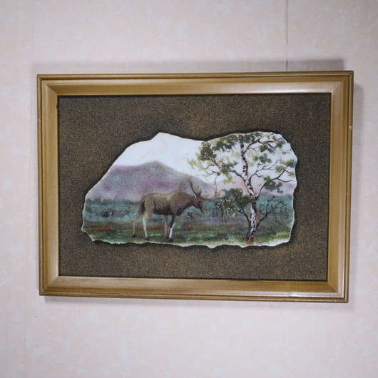 Taulu hirvi suolla 24x33cm kivimurskataulu KYZ