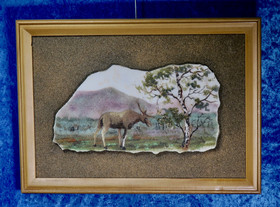 Taulu  hirvi suolla  24x33cm kivimurskataulu KYZ