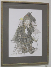 Taulu POIKANEN pikku poromies 40x52cm lasitettu. Ranttila