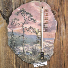 Lämpömittari kivimurska maisema 19x14,5cm dolomiitti. EQ