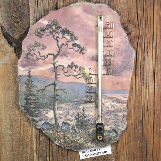 Lämpömittari kivimurska maisema 19x14,5cm dolomiitti. EQ