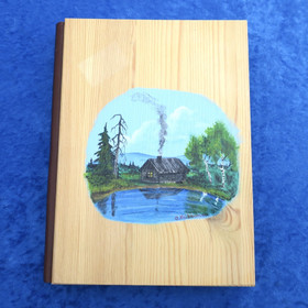 Vieraskirja puukannet maisemamaalaus