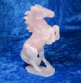 Veistos hevonen ruusukvartsi 16cm, 490g