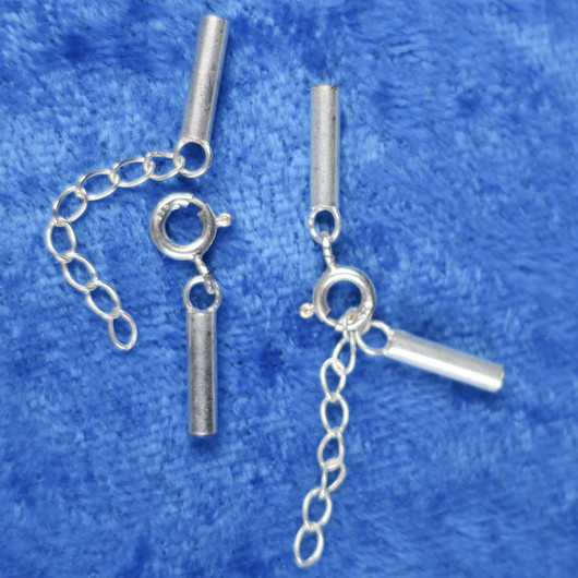 Hopealukko rengaslukko jossa kiinni ketjunpäät, 925-hopea