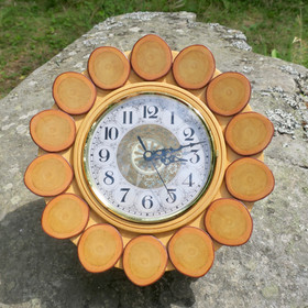 Seinäkello puuta aurinko 32cm nro B