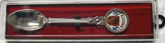 Lusikka Suomi-Finland, liput vaakunalla, rasiassa