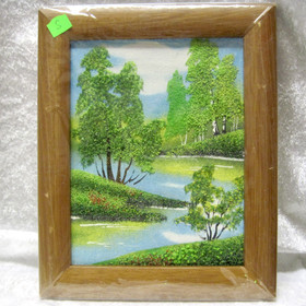 Kivimurskataulu järvimaisema kesällä, koivuja  S