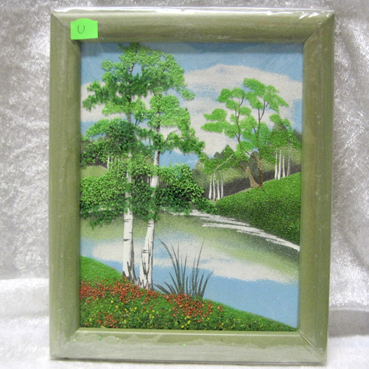 Kivimurskataulu jokimaisema kesällä, koivuja U