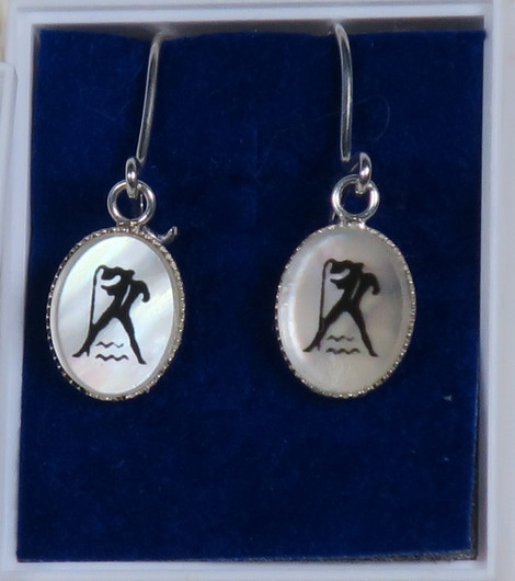 Korvakorut VESIMIES  AQUARIUS simpukka ja 925-hopea