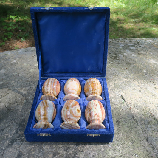 Kivipikarisetti onyksmarmoripikarit, 6 kpl setti, koko 5x7,5cm