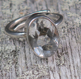 Hopeasormus vuorikide viistehiottu, ovaali 10x14mm, 18mm säädettävä