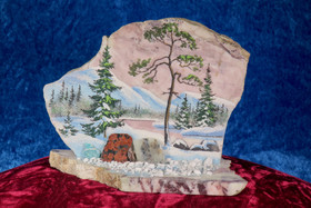 Pöytäkoriste kivimurskalla dolomiittille talvimaisema 16x8x13cm