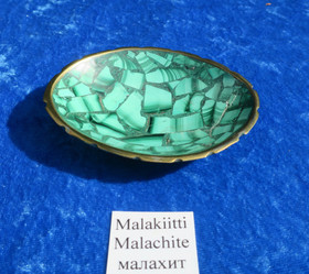Malakiitti kivilautanen, soikea 7x9cm