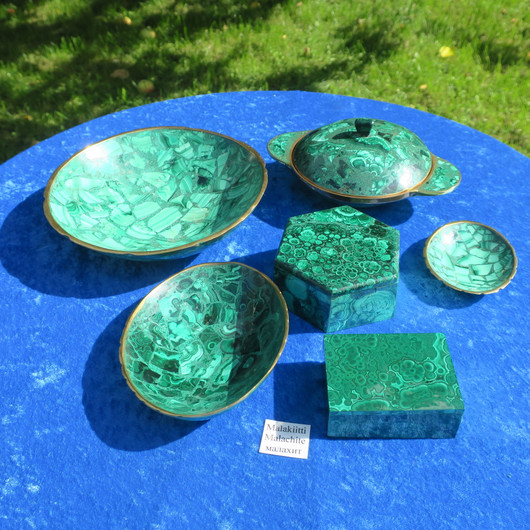 Malakiitti kivilautanen, soikea 7x9cm