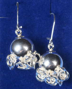 Hopea korvakorut komsiopallo 19x11mm, 925-hopea